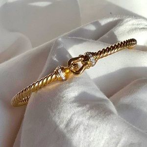 David Yurman 18k Yellow Gold Buckle Bracelet with Diamonds